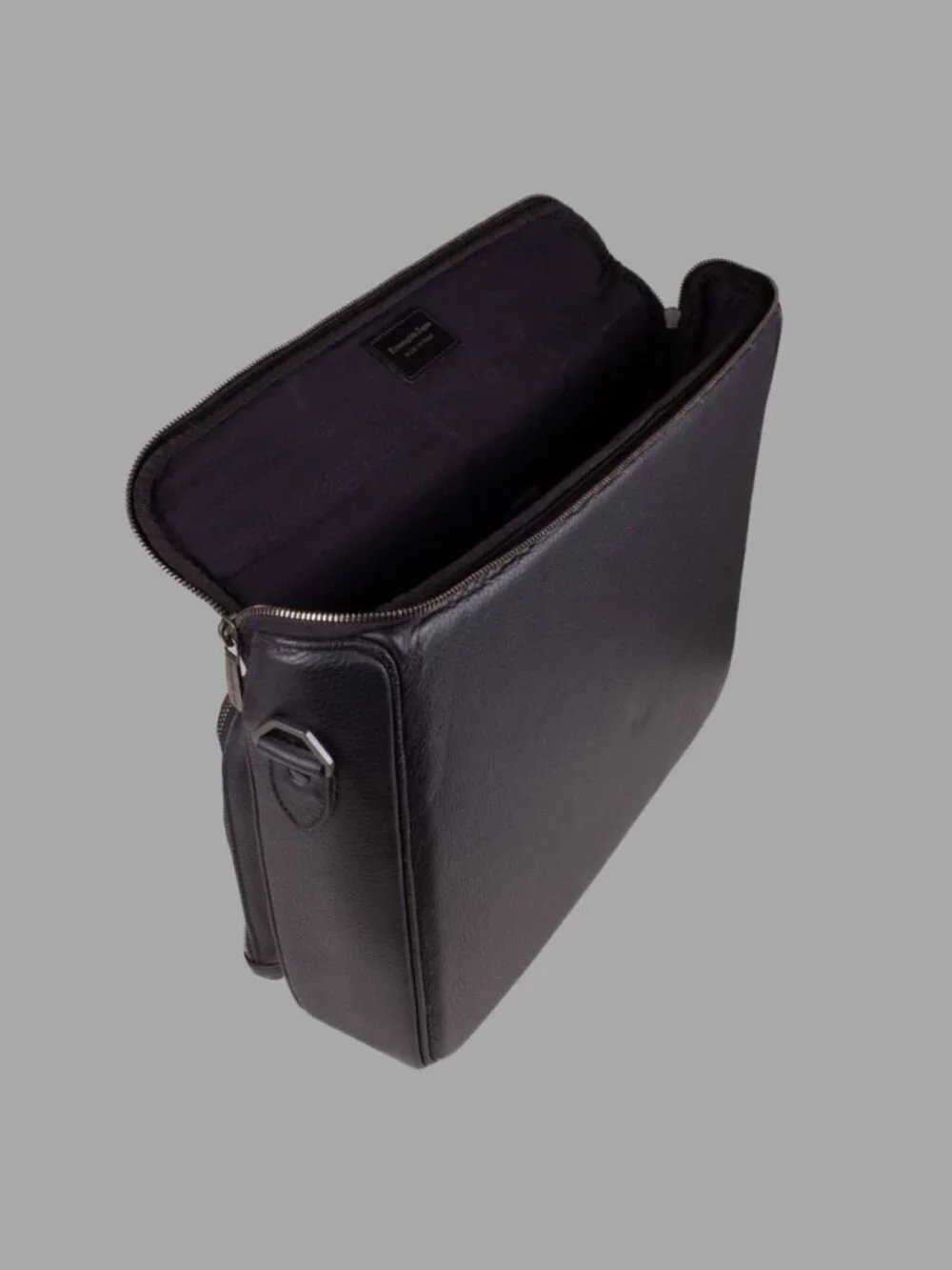 ERMENEGILDO ZEGNA Black Leather Briefcase Business Laptop Bag